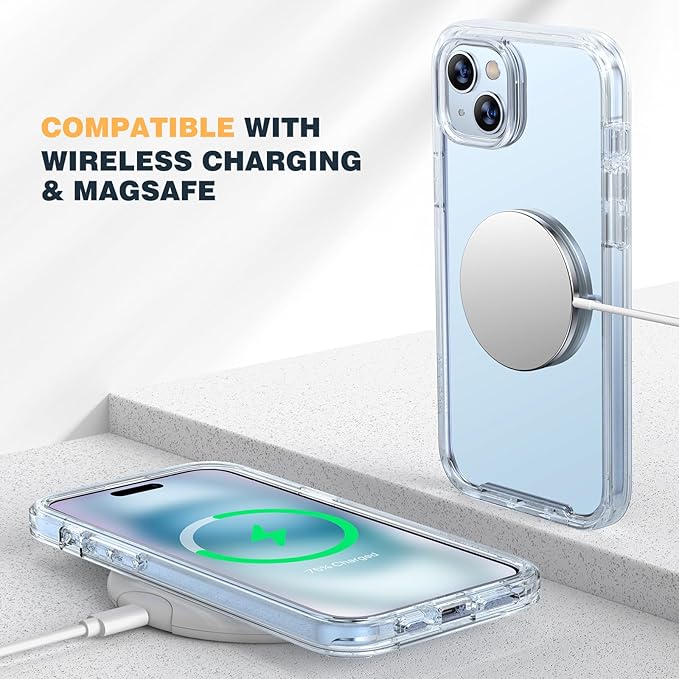 Diaclara Designed for iPhone 15 Case, Full Body Rugged Case with Built-in Touch Sensitive Anti-Scratch Screen Protector, with Camera Lens Protector for iPhone 15 6.1" (Clear)