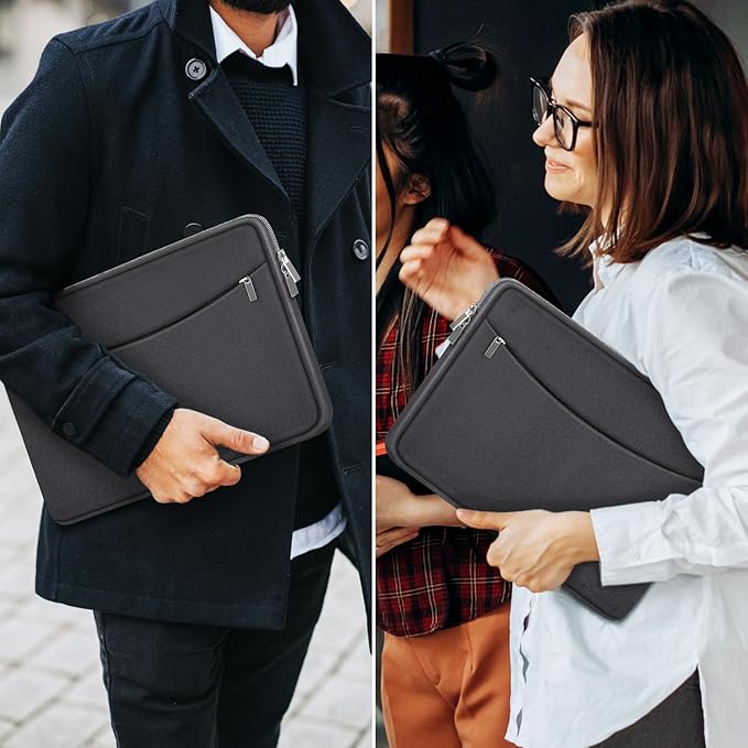 Laptop Sleeve Case 14 inch, Shockproof Protective Laptop Cover Carrying Computer Bag with Accessory Pocket Portable Computer Case for 14" MacBook, HP, Dell, Lenovo, Acer, Grey