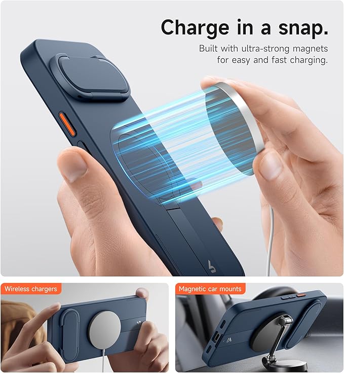 SURITCH for Google Pixel 10/10 Pro Phone Case, Compatible with MagSafe, Protective Cover with Camera Cover & Adjustable Metal Kickstand for Pixel 10/10 Pro 2025 -Dark Blue