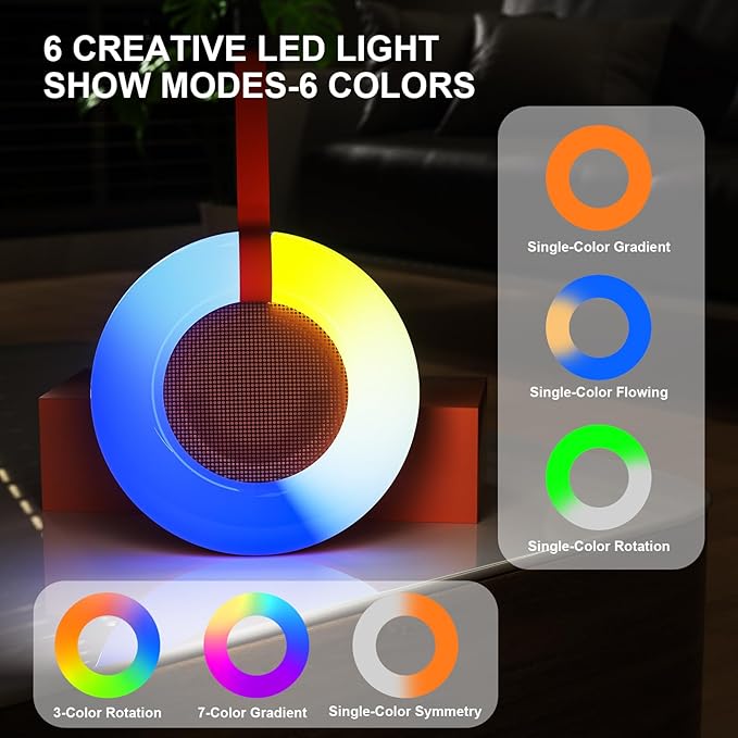 Bluetooth Shower Speaker,IPX7 Waterproof Speaker with Dynamic LED Light,Portable Bluetooth Speakers,Floating, True Wireless Stereo for Outdoor/Pool/Beach,BT5.3/TF-Card,Ideal Gifts(Orange)