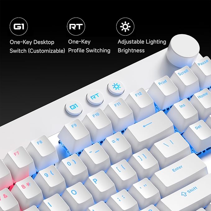 MCHOSE Mix 87 TKL Wired Gaming Keyboard Magnetic Switch Hall Effect Keyboards Rapid Trigger SOCD 8K Polling Rate Volume Knob Adjustable Actuation RGB HotSwap Red Apollo Switch