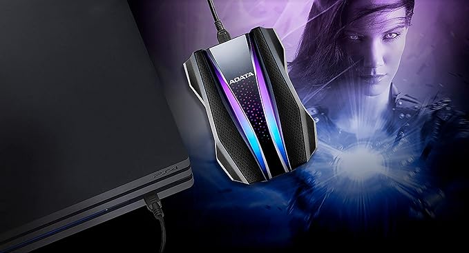 ADATA HD770G 1TB RGB USB 3.2 IP68 Waterproof Dropproof Dustproof External Portable HDD Black (AHD770G-1TU32G1-CBK)
