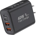 TT&C 40W USB C Charger Block, 4-Port Fast Charging Block (2 USB-C + 2 USB-A), Compact Multi-Device Wall Plug Adapter for iPhone 17,16,15,14, Pro Max, Samsung Galaxy S24/S23 Travel & Home (Black 1Pack)