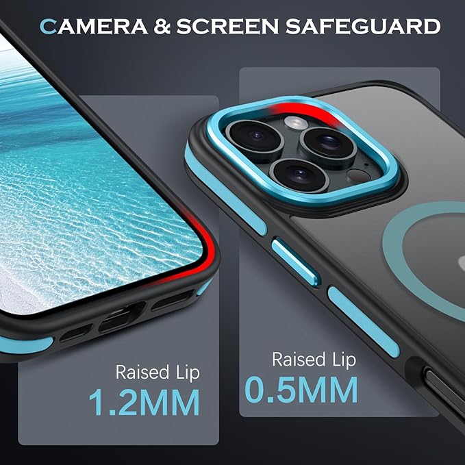 YINLAI Case for iPhone 16 Pro Max, Magnetic Case [Compatible with Magsafe] Supports Wireless Charging Slim Translucent Matte Men Women Shockproof Protective Back Phone Cover 6.9 Inch, Black/Navy Blue