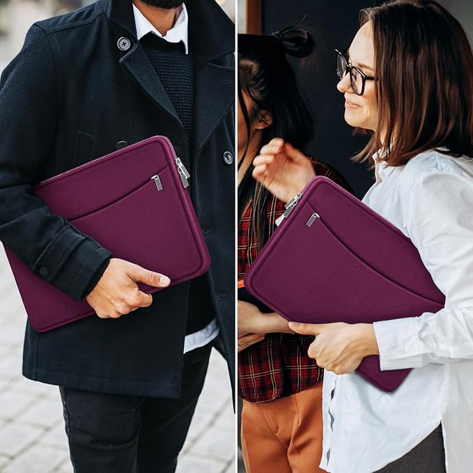 Laptop Sleeve Bag 14 inch, Shockproof Protective Laptop Cover Carrying Computer Bag with Accessory Pocket Portable Computer Case for 14" MacBook, HP, Dell, Lenovo, Acer, Rose Red