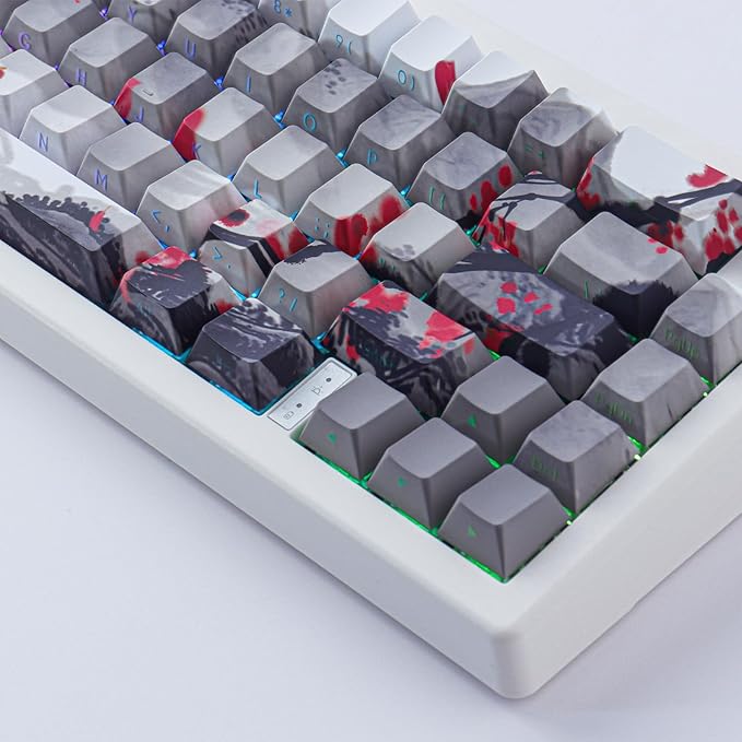 Tsungup PBT Keycaps - Side Print Keycap Set,135 Keys Double Shot Shine Through Landscape Painting Custom Keycaps,Cherry Profile Keyboard Key caps for Cherry MX Switches Mechanical Keyboards
