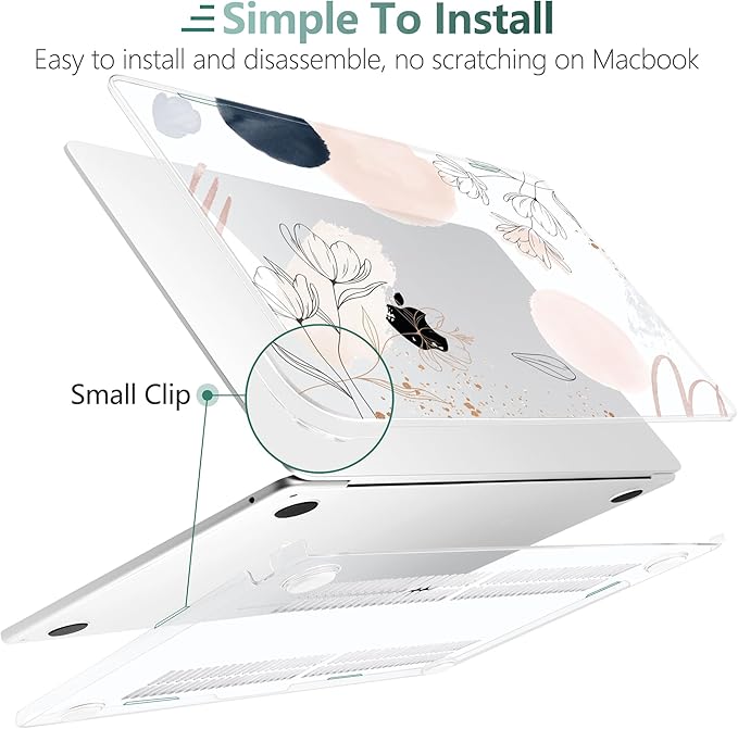 DONGKE Compatible with M5 MacBook Air 15 inch Case 2026 2025-2023 A3448 A3241 A3114 A2941 M4 M3 M2 Liquid Retina Display Touch ID, Protective Hard Shell Cover & Keyboard Skin - Abstract Flowers