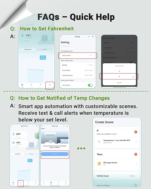 Smart WiFi Temperature Humidity Monitor with App Alerts, High Accuracy Indoor Hygrometer Thermometer for Home, Pet, Greenhouse | Remote Monitoring, No Hub Required, Compatible with Alexa (1-Pack)