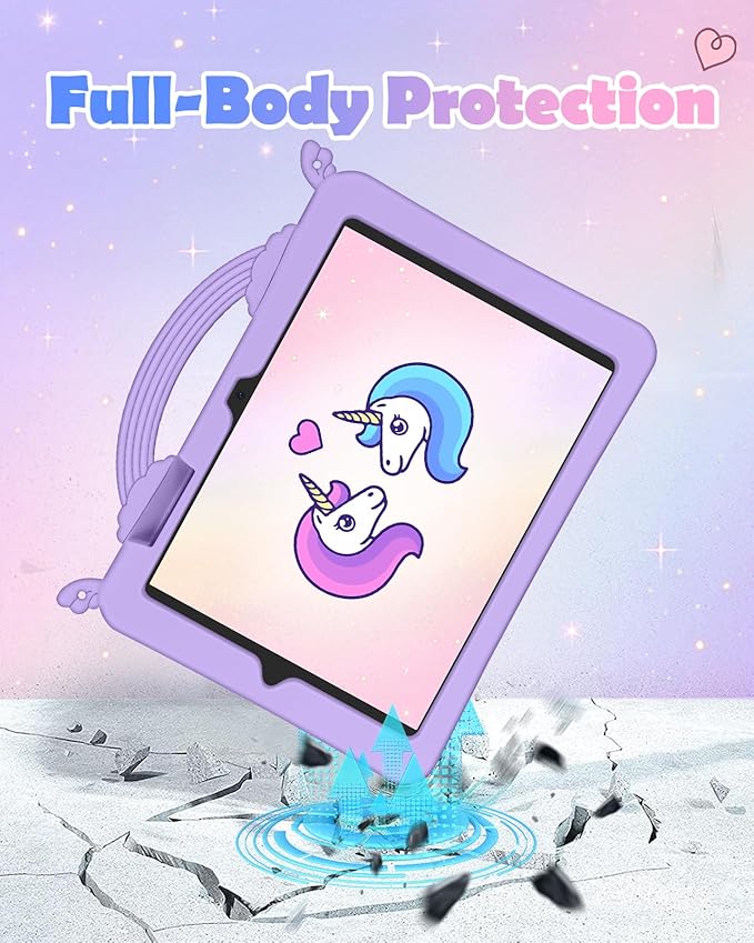 Uppuppy for Samsung Galaxy Tab S10 FE/S9 FE Case- Cute Girls Kawaii Cover Girly 3D Cartoon Teen with Rotating Stand & Strap Purple Soft Silicone for Tab S10FE/S9FE 5G 10.9 Inch Tablet Cases
