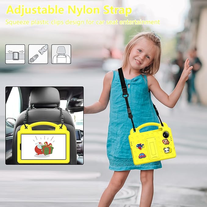 AKABEILA Compatible with Xiaomi Redmi Pad SE 8.7 4G 2024 Tablet Case, Lightweight Shockproof Protective Case with Shoulder Strap & Stand Handle & Pen Tray Yellow