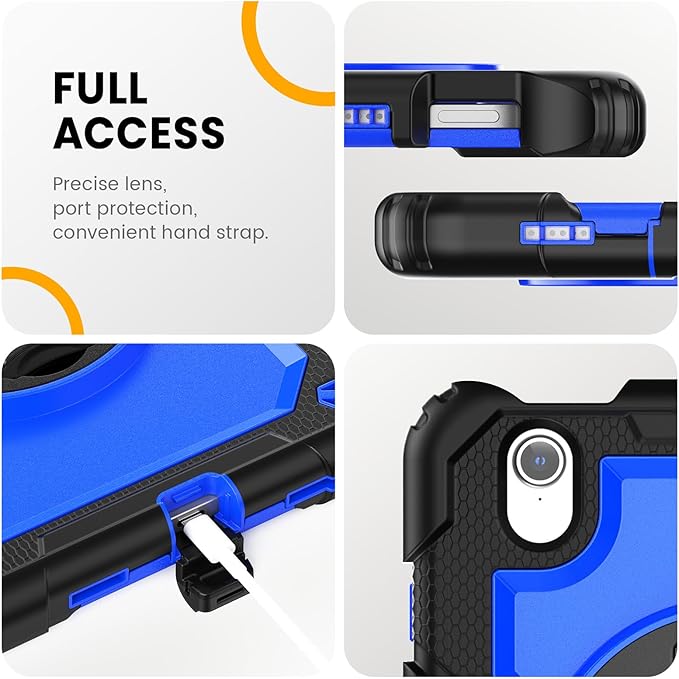 Timecity Case for iPad mini 7 (A17 Pro) 2024/ Mini 6 2021 8.3 inch, Full-Body Drop Protection Case with Screen Protector Pencil Holder&Rotating Stand Hand Strap for iPad mini 7th/6th Gen-Dark Blue