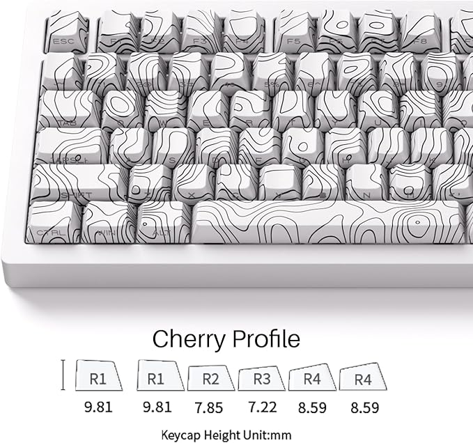 M1 V5 Aluminum Mechanical Keyboard 75% Topographic Theme Quick Release Gaming Keyboard with Knob, 8000 mAH RGB Hot-swappable White Custom Keyboard with Side-printed Keycaps Pre lubed Piano Switch