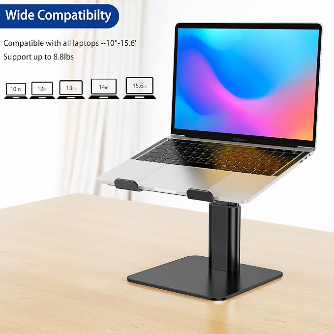 BESIGN LSX6N Laptop Stand, Ergonomic Adjustable Notebook Riser, Computer Holder, Laptop Mount Compatible with 10-15.6" Laptops, Black