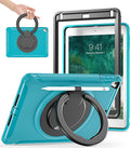 BATYUE Case for iPad 6th Generation 9.7 inch 2018, iPad 5th Gen 2017, iPad Air 2/ iPad Pro 9.7'',Shockproof Protective Cover with Pencil Holder &Rotating Kickstand for Kids,Boys,Girls, Light Blue