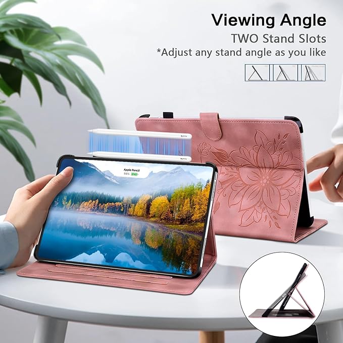 Case for iPad Pro 13 Inch (M5) 2025/ (M4) 2024, Auto Wake/Sleep Supports Pencil Pro and Pencil(USB-C) Magnetic Clasp Stand for iPad Pro 13 Inch Cover, Pink