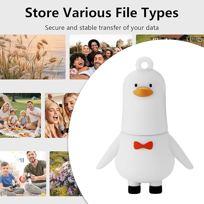 USB Flash Drives, 16GB/32GB/64GB/128GB Silicone USB2.0 High Speed Thumb Memory Stick Pen Date Storage Pendrive U Disk (Cute Goose, 64GB)