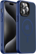 Magnetic Case for iPhone 14 Pro Max Case [10FT-Grade Drop Tested & Compatible with MagSafe] Translucent Anti-Fingerprint Anti Shockproof Protective Shell 6.7 Inch, Navy Blue