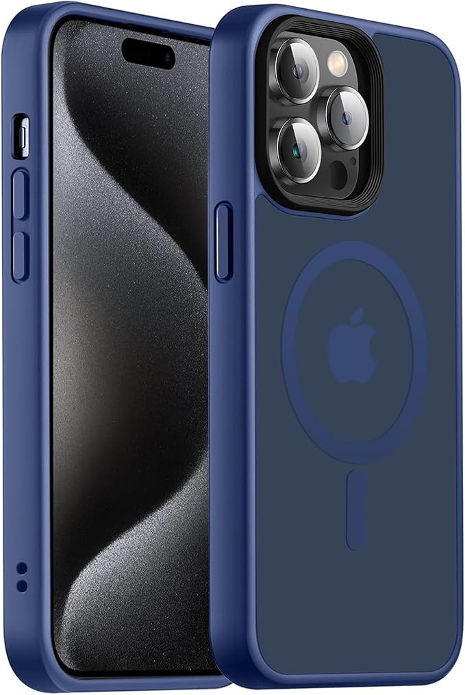 Magnetic Case for iPhone 14 Pro Max Case [10FT-Grade Drop Tested & Compatible with MagSafe] Translucent Anti-Fingerprint Anti Shockproof Protective Shell 6.7 Inch, Navy Blue