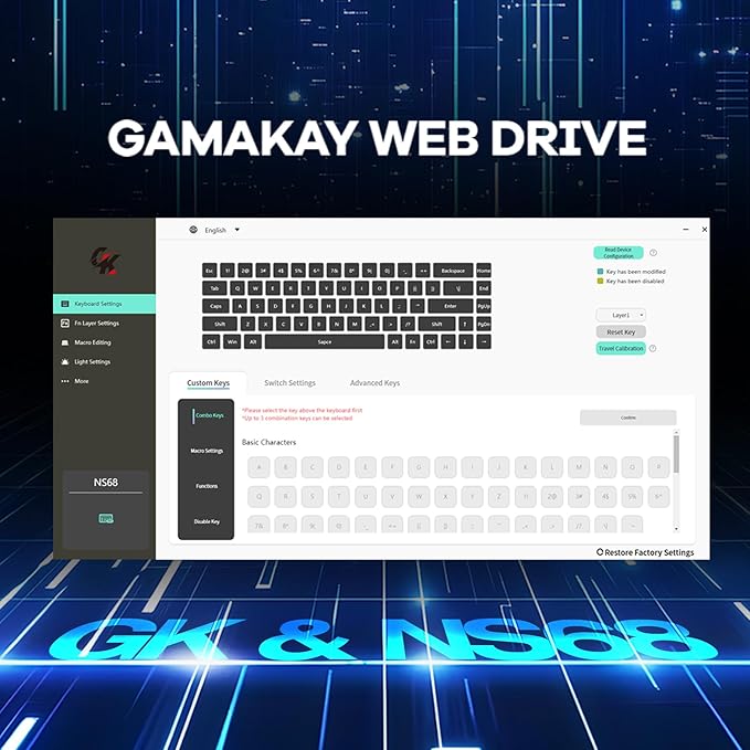 GK GAMAKAY x NaughShark NS68 Rapid Trigger Wired Gaming Keyboard, 65% Hall Effect Mechanical Keyboard, 8KHz Polling Rate 0.01mm RT, Snap Tap, Outemu Peach Crystal Magnetic Switch (Black-Shine Through)