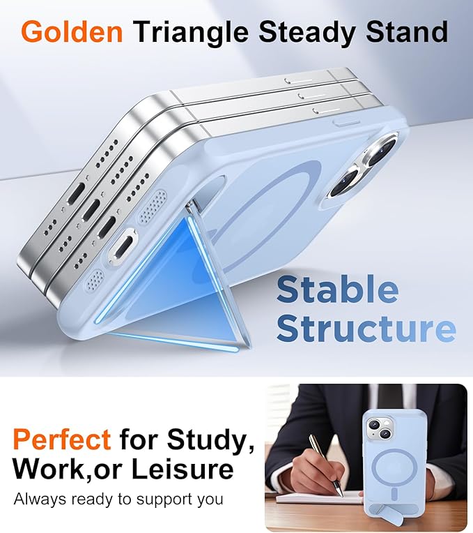 Magnetic Compatible with iPhone 14 Case/iPhone 13 Case,[Built-in Invisible Kickstand][Compatible with MagSafe][Military Grade Shockproof] Slim Translucent Matte Phone Case for iPhone 14/13 6.1"