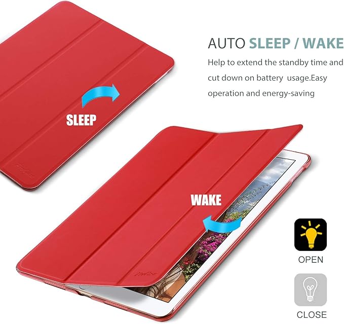 ProCase Smart Case for iPad 9.7 Inch iPad 6th/5th Generation 2018 2017(Model: A1893 A1954 A1822 A1823), Ultra Slim Lightweight Stand Cover with Translucent Frosted Back -Red