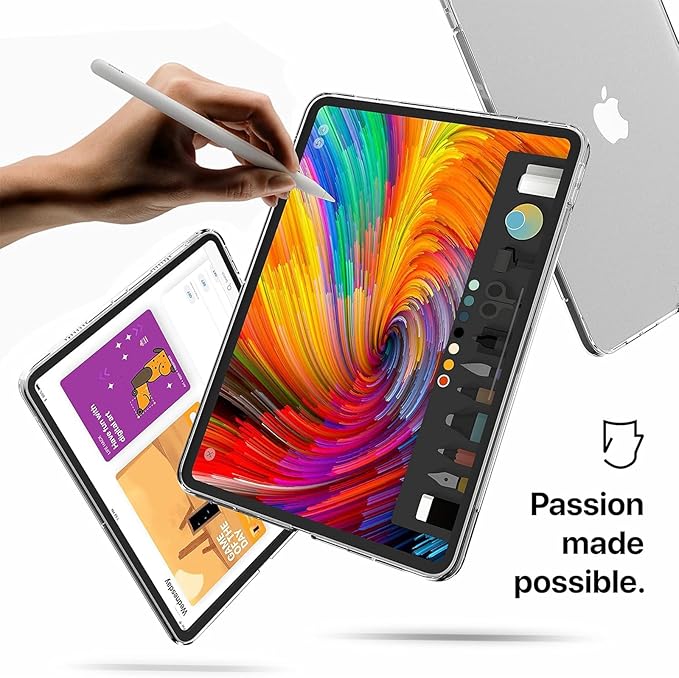 for iPad Pro 12.9 inch Case 6th/5th/4th/3rd Generation (2022/2021/2020/2018) Translucent Frosted Soft TPU Back Shockproof Silicone Slim Lightweight Thin Anti-Yellow Corner Protective Cover