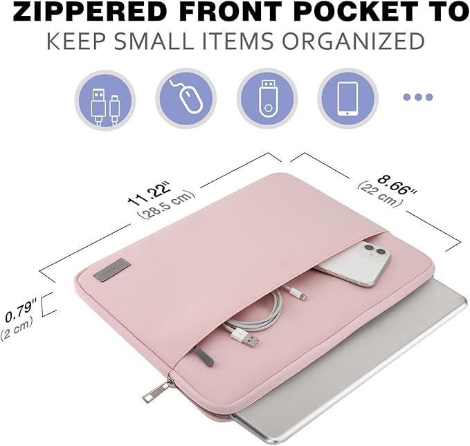 MoKo 9-11 Inch Tablet Sleeve Bag Carrying Case Fits New 11 inch iPad Air M3, iPad A16 2025, iPad Pro 11 M4/Air M2, iPad Air 5/4/3th, iPad 10/9/8/7th, Pink