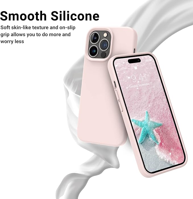 OTOFLY Designed for iPhone 14 Pro Case, Silicone Shockproof Slim Thin Phone Case for iPhone 14 Pro 6.1 inch (Chalk Pink)