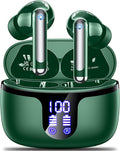Wireless Earbuds Bluetooth 5.4 Headphones HiFi Stereo 42H Playback in Ear with 4 ENC Noise Cancelling Mic, IPX7 waterproof and LED battery display screen for Running Fitness Office Ear Buds in Green