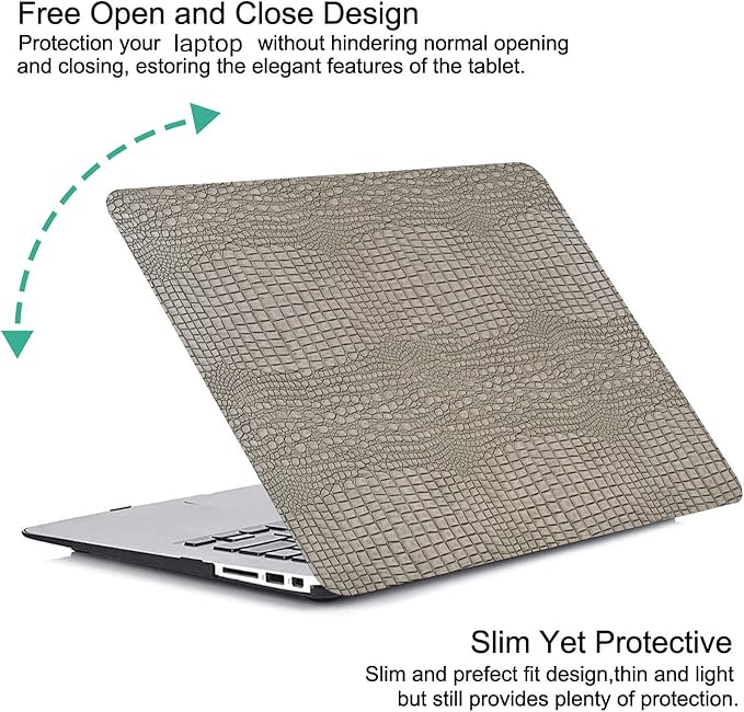 DTangLsm for Crocodile MacBook Pro 14 inch Case M5 2026-2021 M4 M3 M2 M1 A3426 A3427 A3434 A3112 A3185 A3401 A2918 A2992 A2779 A2442, Alligator Skin Textured Leather Hard Case+Keyboard Cover, Silver