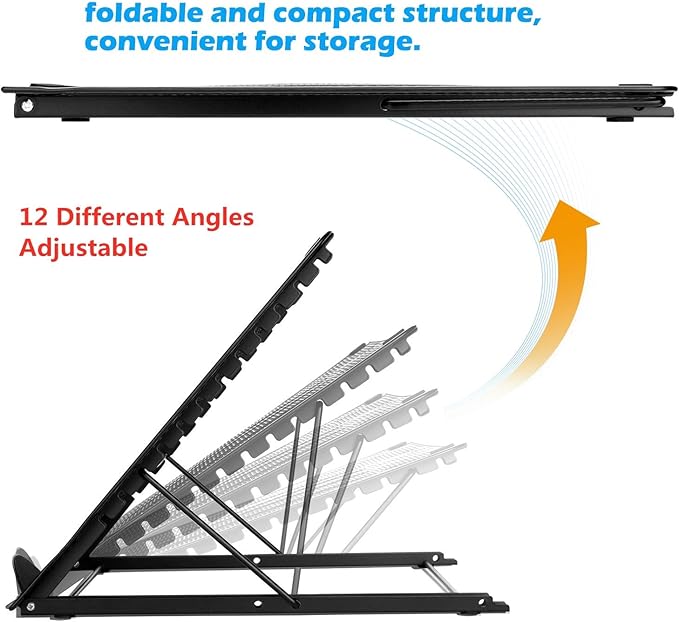 IMAGE Laptop Stand, A3 Large Version Foldable Portable Ventilated Desktop Laptop Stand Holder, Adjustable 12 Angle Points Stand, Compatible with 10" ~ 17" Notebooks, LED Light Box Pad