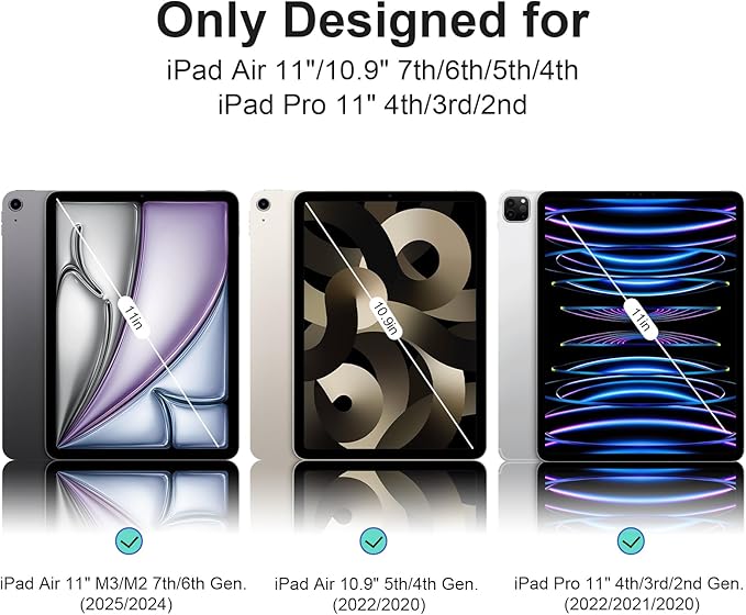Case for iPad Air 11 Inch M4/M3/M2 2026/2025/2024, iPad Air 10.9" 5th/4th Gen. 2022/2020, iPad Pro 11" 4th/3rd/2nd 2022/2021/2020 with Pencil Holder, Vertical Stand, Detachable Magnetic, Gray