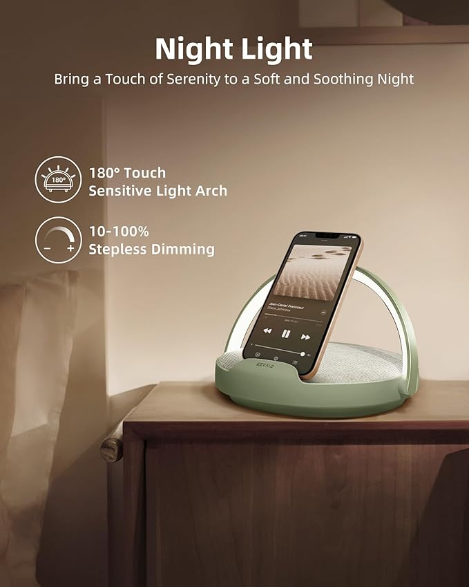 EZVALO Bedside Lamp with Wireless Charger, 4 in 1 Dimmable LED Night Light, Nightstand Touch Lamp, Portable Bluetooth Speaker, Birthday Gifts for Women, Men, Mom, Wife