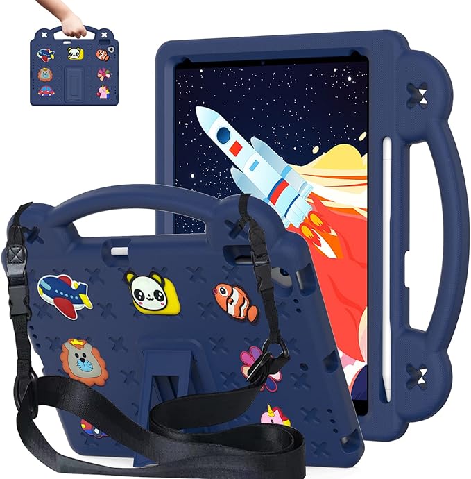 AKABEILA Compatible with Honor Pad 9 2023 12.1 inch Tablet Case, Kids Friendly Universal Lightweight Shockproof Protective Case with Shoulder Strap & Stand Handle Navy Blue