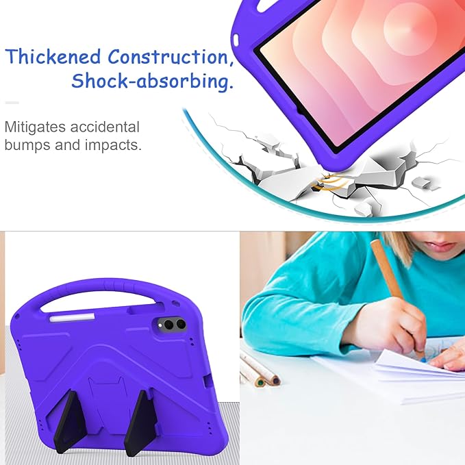 Kids Case for Samsung Galaxy Tab S11 Ultra 2025 14.6" Tablet, Techcircle Light Weight Shock Proof EVA Foam Handle Rugged Stand Protective Case, Purple