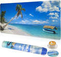 Large Gaming Mouse Pad with Coaster, Desk Matt for Desktop, Desk Pad, Mouse Pads Mat, Stitched Edges Big Extended Mousepad for Computer Keyboard Laptop Office Decor, 31.5'' x15.6''-Sunshine Sea