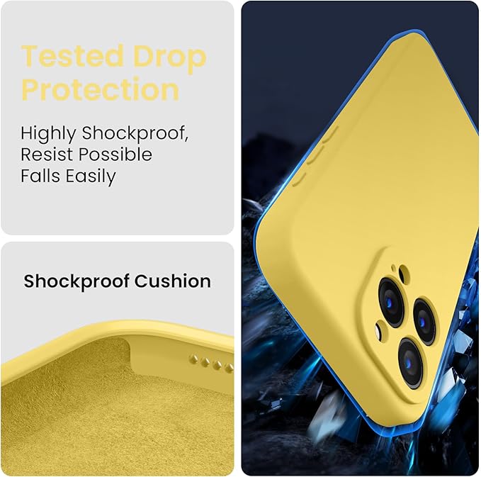FireNova Designed for iPhone 16 Pro Case, Silicone Upgraded [Camera Protection] Phone Case, Soft Anti-Scratch Microfiber Lining Inside, 2024, Yellow