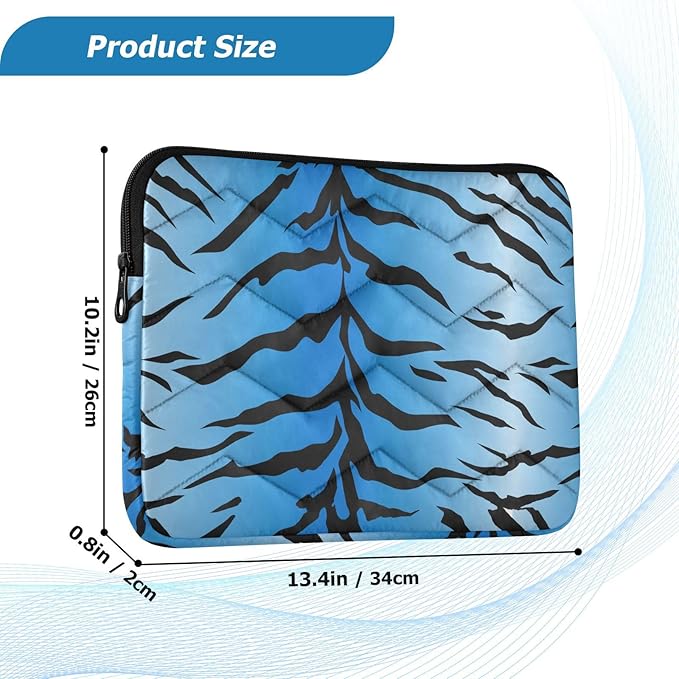 Laptop Case Sleeve, Blue Tiger Black Stripes Pattern Shockproof Protective Computer Carrying Cover, Briefcase Handbags 15-16 inch Laptop Sleeve Bag