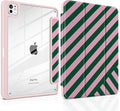 TWOLSKOO Case for iPad Pro 11-inch (M5 2025 / M4 2024), Clear Acrylic Back with TPU Bumper, Pencil Holder, Trifold Stand, Auto Sleep/Wake, Diagonal Stripes