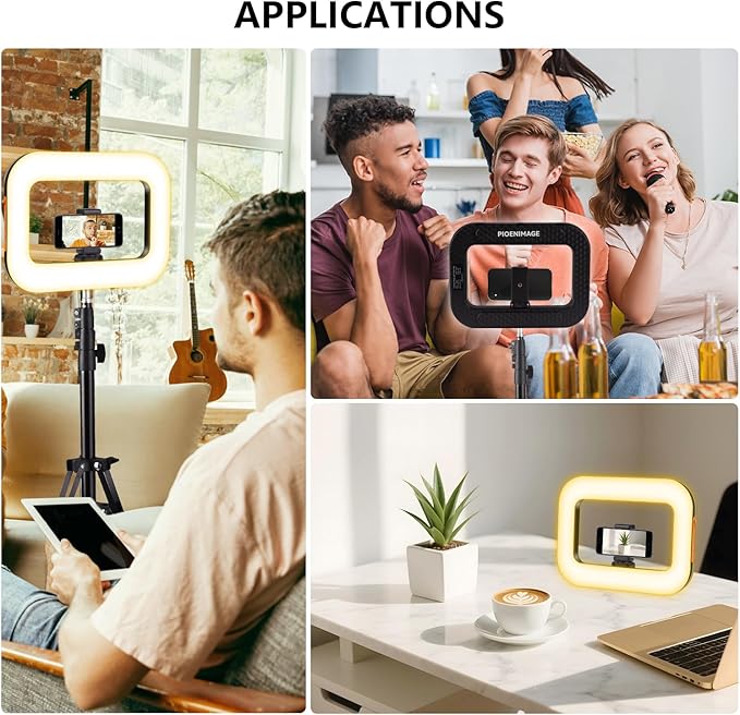 Rechargeable Portable Ring Light for Phone, LED Smartphone Light, Phone Video Stabilizer, Square Ring Light for Photography, Video Recording, Live Stream