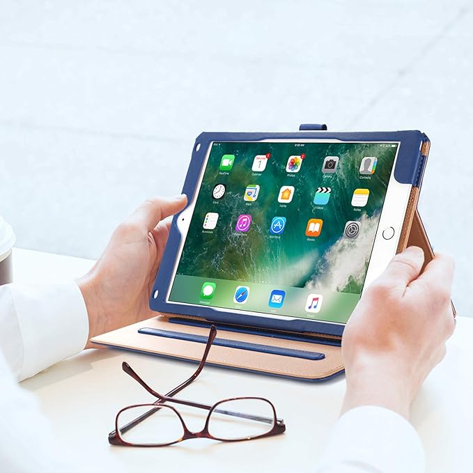 ProCase Case for iPad Air (3rd Gen) 10.5" 2019/iPad Pro 10.5" 2017, Vintage PU Leather Stand Folio Cover for iPad Air 3/iPad Pro 10.5-inch Multiple Viewing Angles with Pencil Holder -Navy