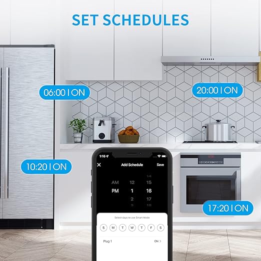 15A Dual Smart Plug, WiFi Outlet Extender, Smart Socket with Schedule&Timer, Bluetooth Outlets Compatible with Alexa and Google Assistant, ETL&FCC Certified, No Hub Required, 2.4G WiFi Only, 4-Pack