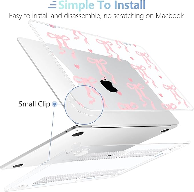 MEEgoodo Case for M5/M4/M3/M2 MacBook Air 15 inch Case 2026 2025 2024 2023, Laptop Shell Fit Model (A3448/A3241/A3114/A2941) for MacBook Air 15.3-inch, Trendy Bow & Hearts
