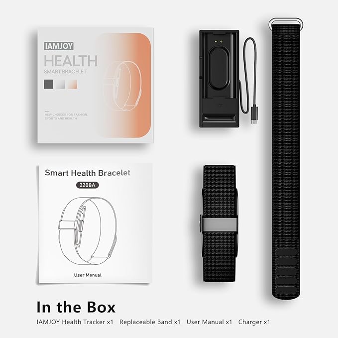 IAMJOY Smart Health Wristband, Wearable Activity & Fitness Tracker for Multi-Sport Mode, All-Day Automatic Continuous Monitoring of Health Data, Improve Sleep, Stress & Wellness, with Free App, Black