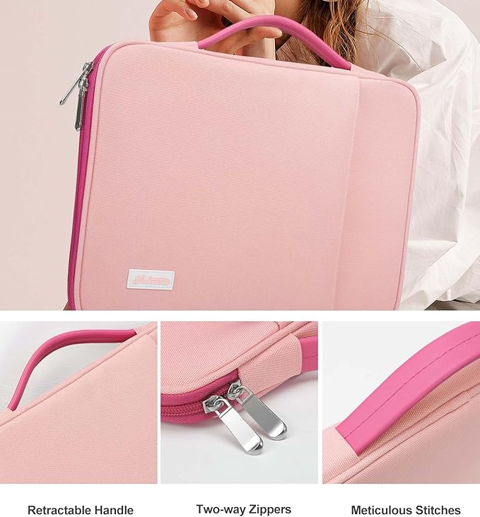 Dadanism 9-11" Tablet Sleeve Padded Carrying Case with Handle for iPad A16 11", iPad 10th Gen/Air5/4 10.9", iPad Air M4/Pro M5 11", iPad 9/8/7th Gen 10.2", Galaxy Tab A11+ 11", Remarkable 2, Pink