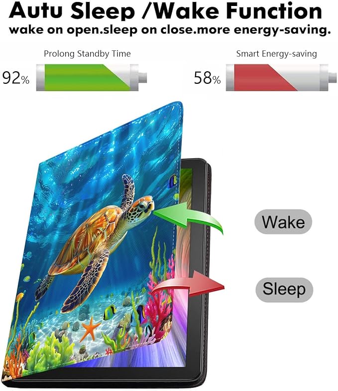 WEUIUJKILO Case for iPad (A16) 11th Generation 11 Inch 2025, iPad 10th Generation 10.9 Inch 2022, Slim PU Leather Folding Stand Smart Cover with Auto Sleep/Wake, Sea Turtle