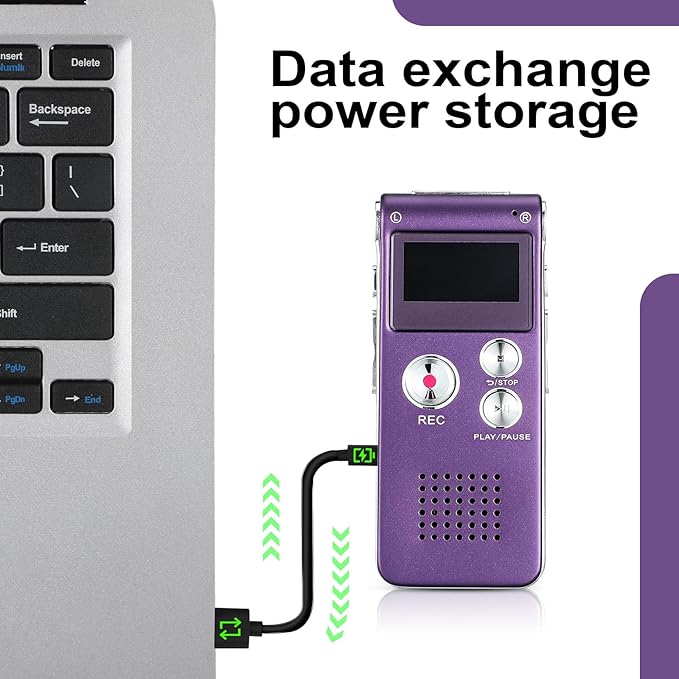 Tellegloww Ghost Hunting Equipment Paranormal Equipment for Ghost Hunting Digital EVP Voice Activated Recorder Rechargeable Recorder Device with Microphone, 8GB(Purple)