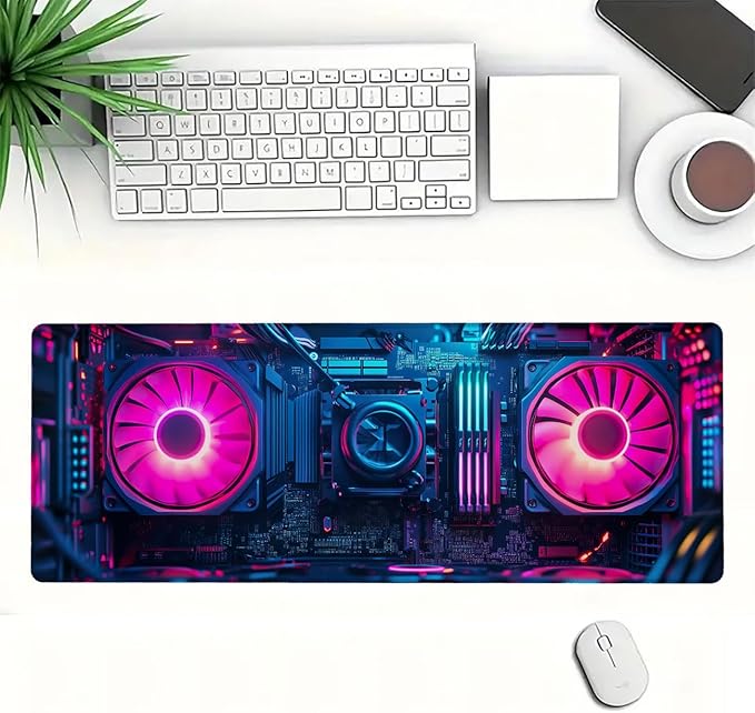 Cyberpunk Mouse Pad Neon Technology Exquisite XL Mouse Pad Large Mousepad Extended Laptop Keyboard Mat Gaming Desk Pad Mouse Mat Fits Home Desk, Office Table, or Study Room 31.5x11.8 Inch