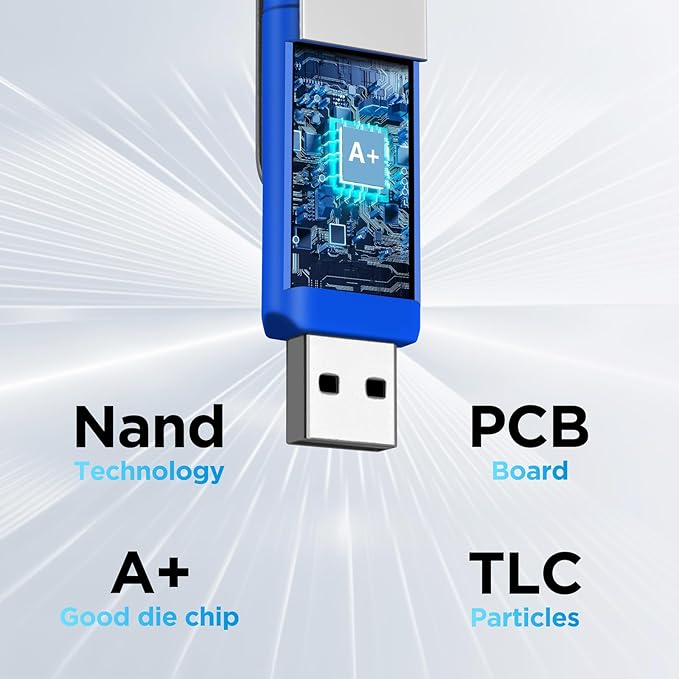EASTBULL 8GB USB2.0 & Type-C Flash Drives 5-Pack, 2-in-1 Dual Flash Drive Bulk USB-A + USB-C Thumb Drives Pack OTG Memory Sticks Compatible with Smartphones, Computers, Tablets, Mac (Blue, USB 2.0)