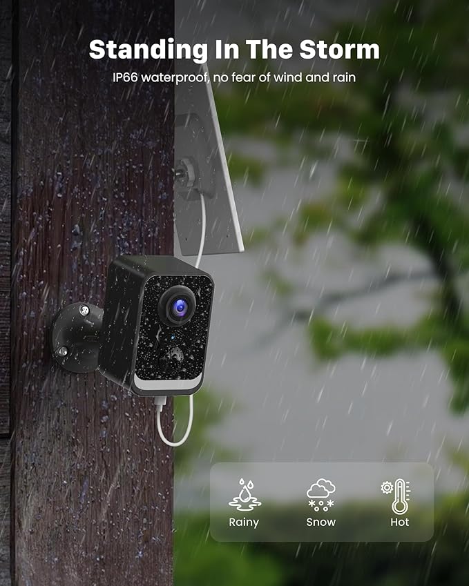 PEEIPM Security Cameras Wireless Outdoor: Solar Power Cameras for Home Security WiFi Battery Seguridad Camara System Kit Surveillance Monitor with Motion Sensor Flood Light Alarm & Color Night Vision